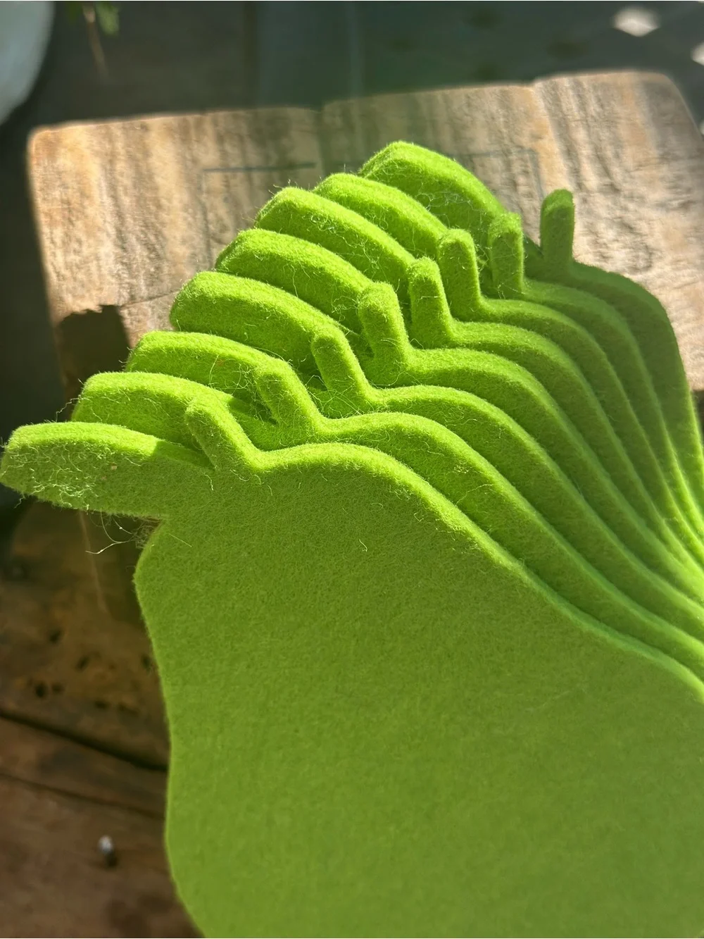 Set of 8 Green Felt Pear Coasters Thick Fruit Table Decor